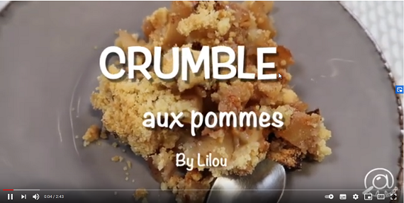 Capture d'écran de la vidéo Youtube "Crumble aux pommes"